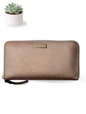 Kate Spade New York Neda Laurel Way Metallic Rose Gold Zip Around Wallet